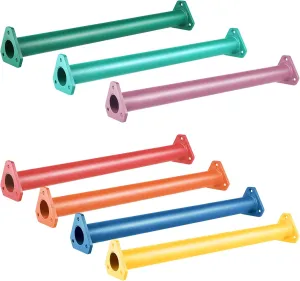 16 Inch 7 Colors Steel Monkey Bars Ladder Rungs Set for Backyards Playground and Children Indoor and Outdoor Climbing Kit (14 Pack)