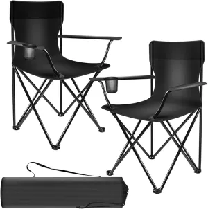 2 Pack Camping Chairs, Portable Camping Chairs, Multifunctional Folding Camping Chairs, Adult Folding Camping Chairs, Lightweight Folding Chairs for Outdoor Camping, Hiking, Travel, and Sports, Black