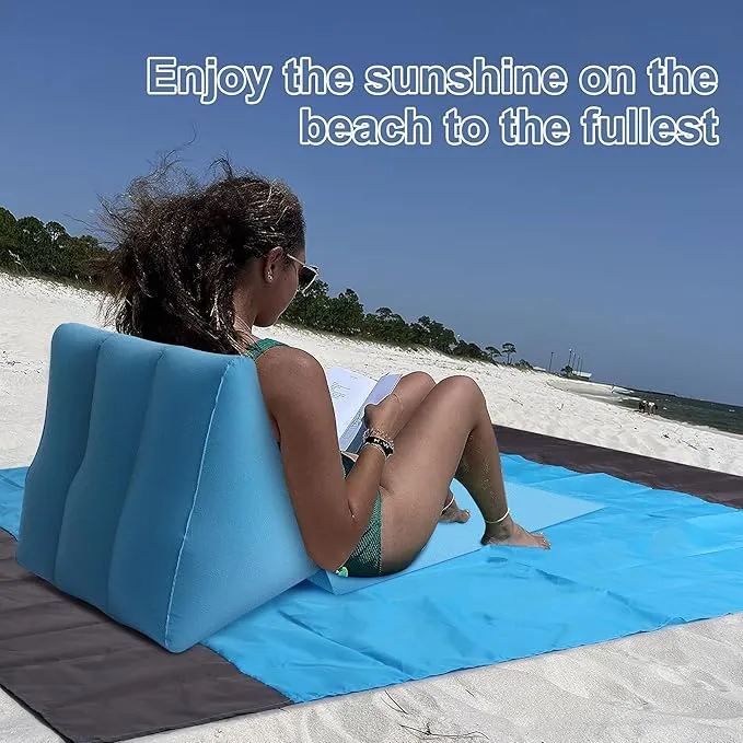 2 Pack Inflatable Beach Mat Lounge Chair - Flocking Camping Leisure Lounger Back Pillow - Portable Beach Reclining Lounger for Lawn Outdoors Camping Picnic Travel