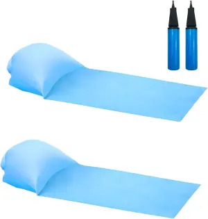 2 Pack Inflatable Beach Mat Lounge Chair with Back Pillow, Portable Flocking Leisure Beach Chairs with 2 Inflatable Pump, Beach Reclining Lounger for Beach Camping Outdoors Picnic Travel