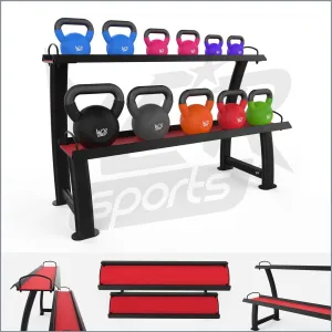 2 Tier Home Gym Kettlebell Weight Storage Display Stand Rack For Kettlebells