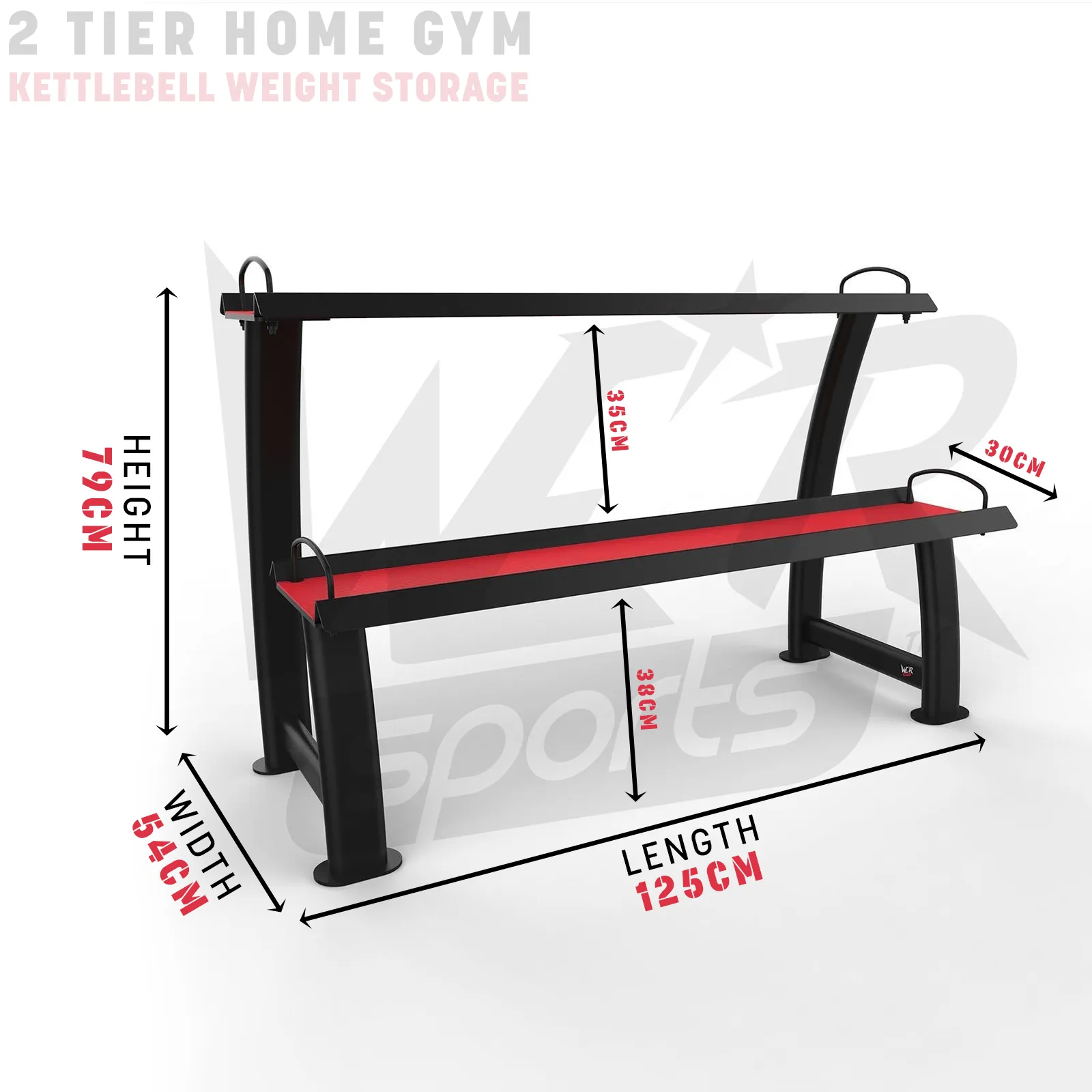 2 Tier Home Gym Kettlebell Weight Storage Display Stand Rack For Kettlebells