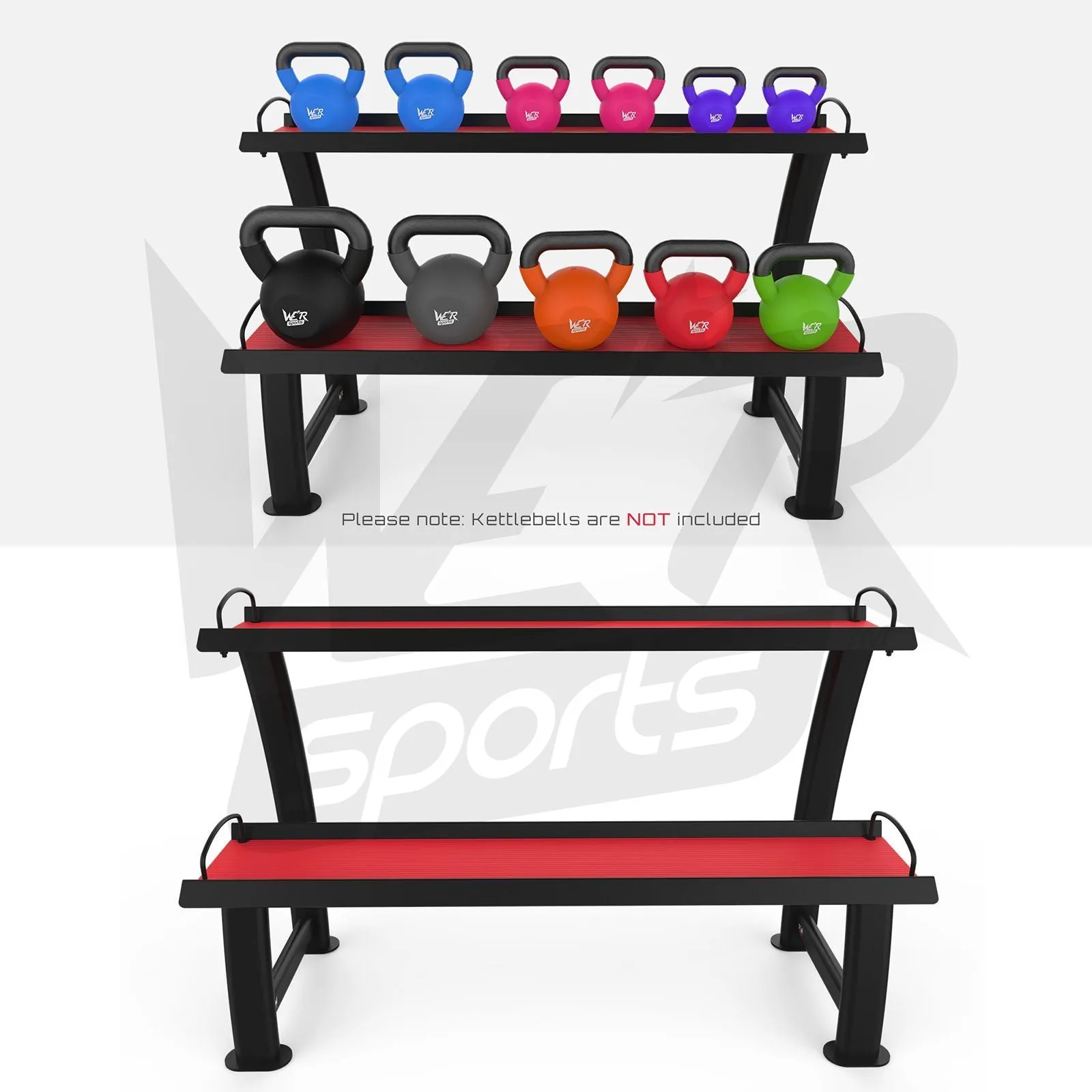 2 Tier Home Gym Kettlebell Weight Storage Display Stand Rack For Kettlebells