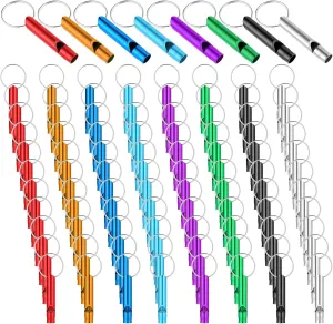 200 Pcs Emergency Whistles with Keychains, Aluminum Safety Survival Whistle Keychain for Outdoor Sports Camping Hiking Boating Hunting 8 Colors