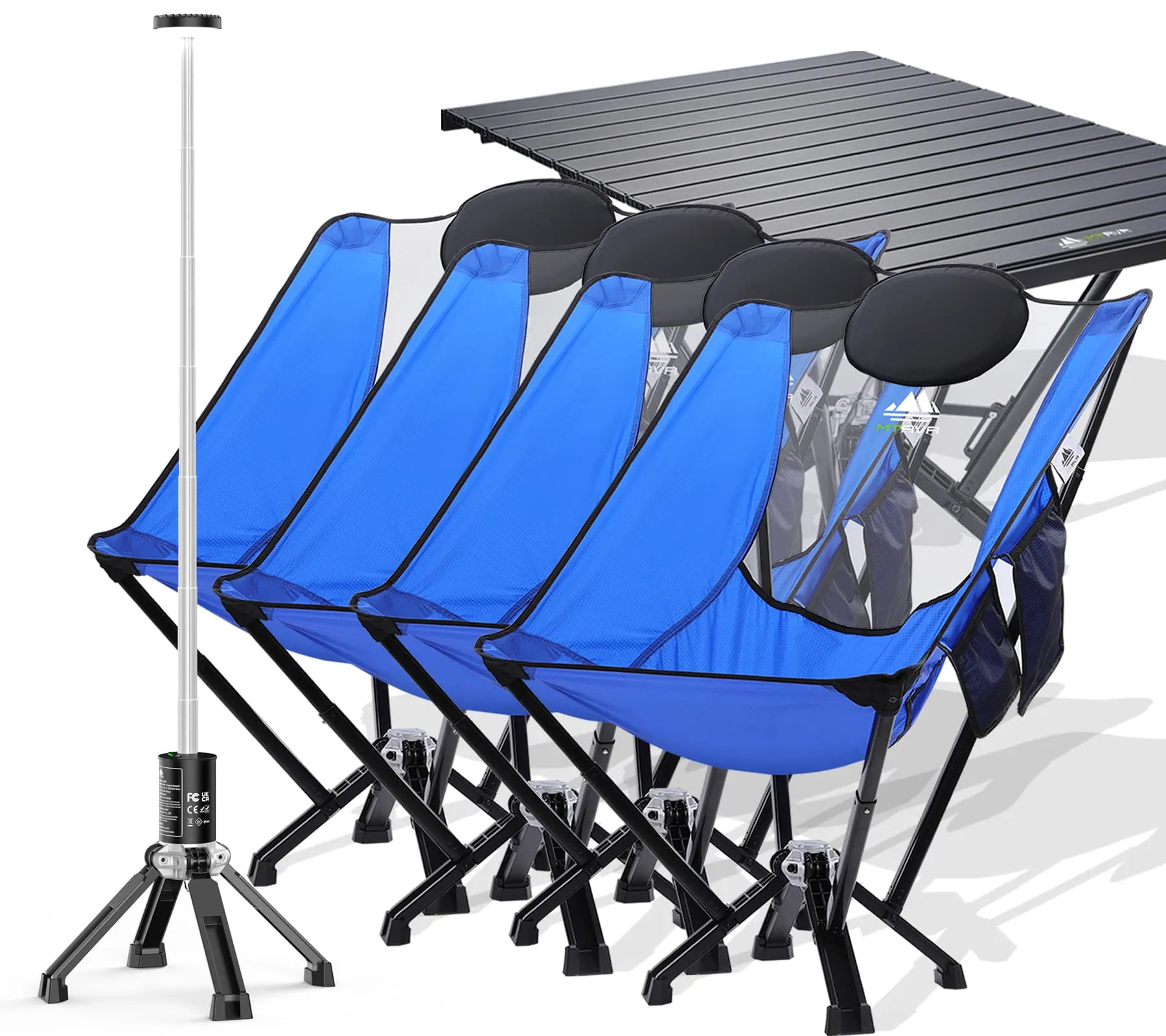 6-Pack: 4xBlue High Back Chairs 1xLong Table 1xLight