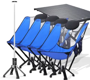 6-Pack: 4xBlue High Back Chairs 1xLong Table 1xLight