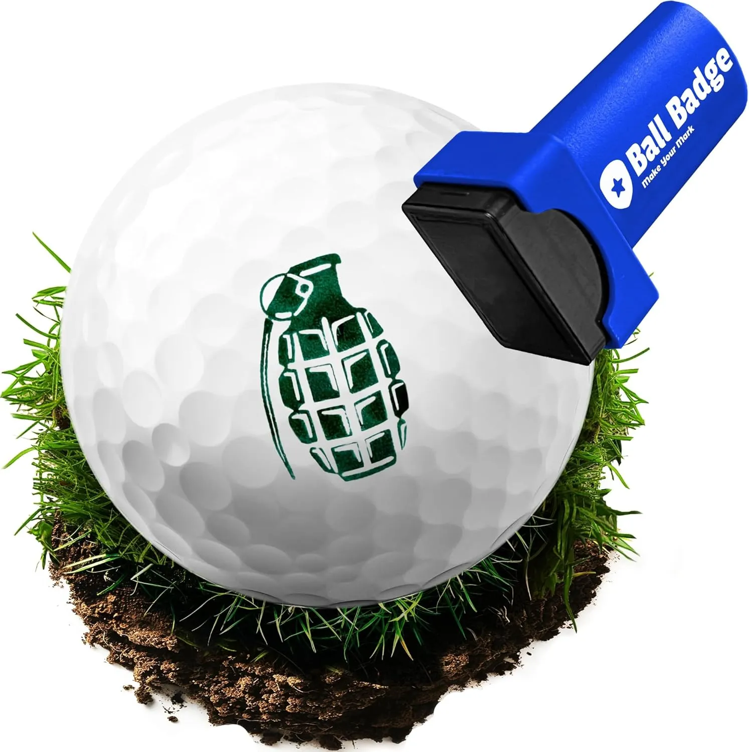 Ball Badge - Golf Ball Stamp, (The Icons Series) Self-Inking Stamper, Reusable Golf Marking Tool to Identify Golf Balls - Reusable Ink Stamp