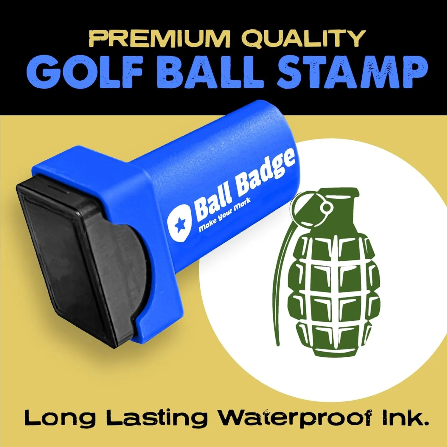 Ball Badge - Golf Ball Stamp, (The Icons Series) Self-Inking Stamper, Reusable Golf Marking Tool to Identify Golf Balls - Reusable Ink Stamp