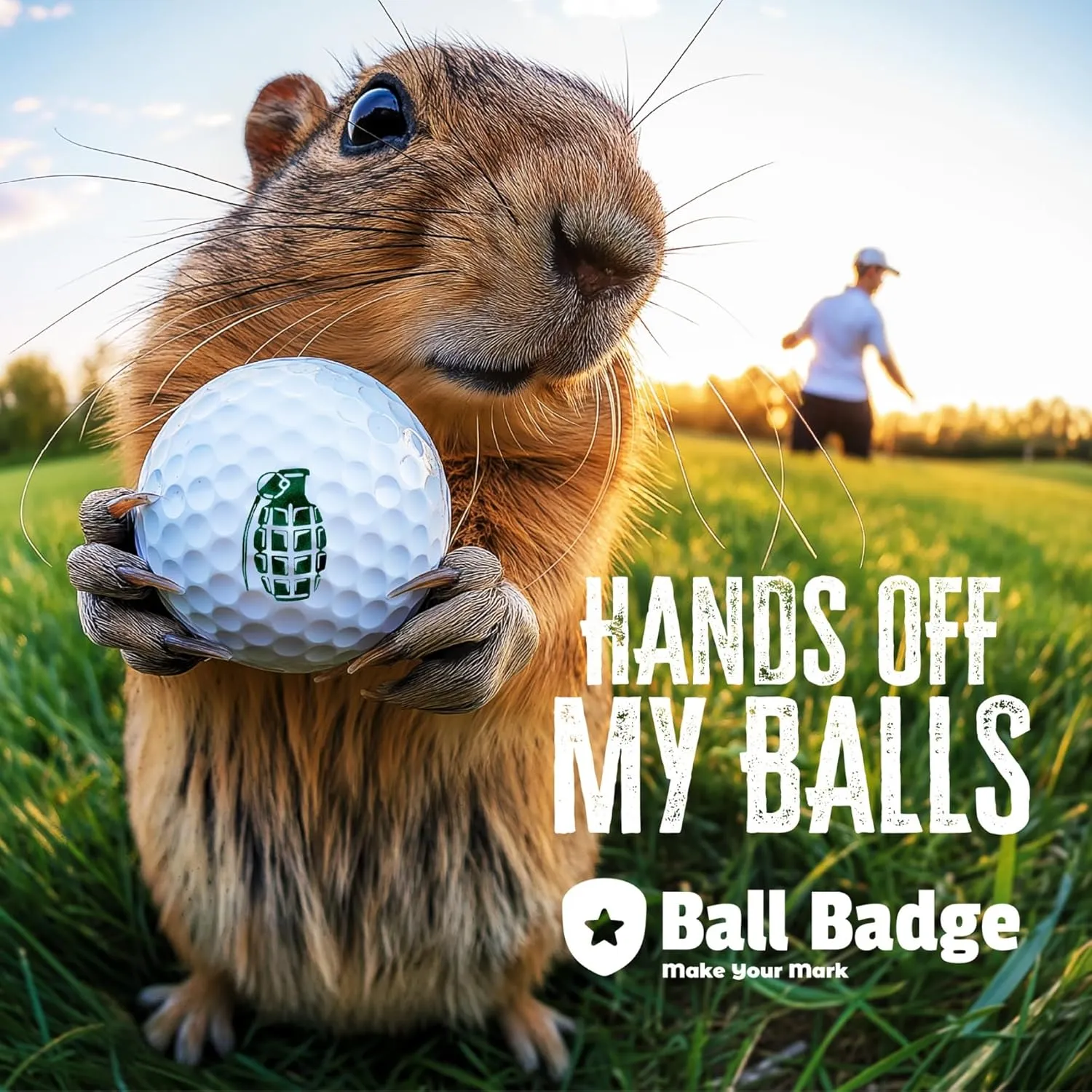 Ball Badge - Golf Ball Stamp, (The Icons Series) Self-Inking Stamper, Reusable Golf Marking Tool to Identify Golf Balls - Reusable Ink Stamp