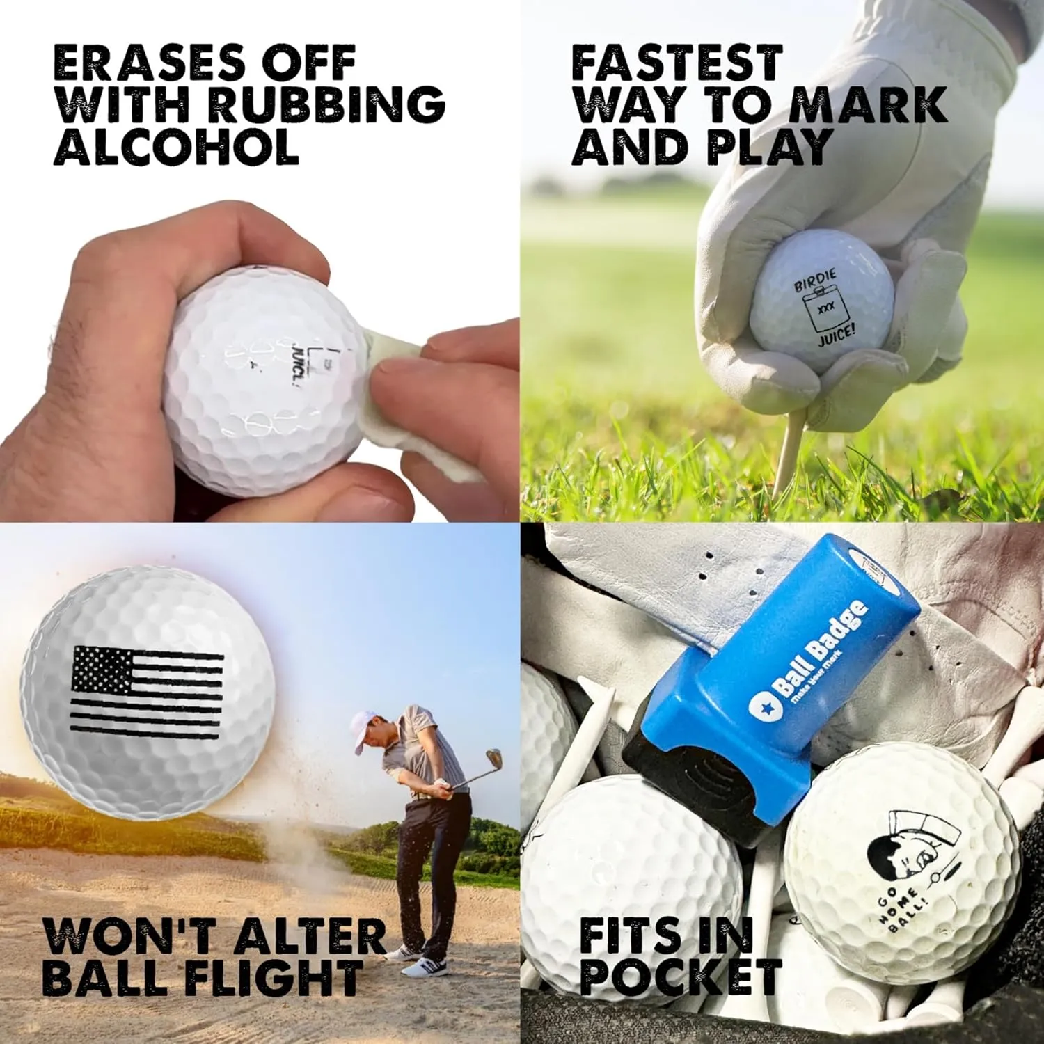 Ball Badge - Golf Ball Stamp, (The Icons Series) Self-Inking Stamper, Reusable Golf Marking Tool to Identify Golf Balls - Reusable Ink Stamp