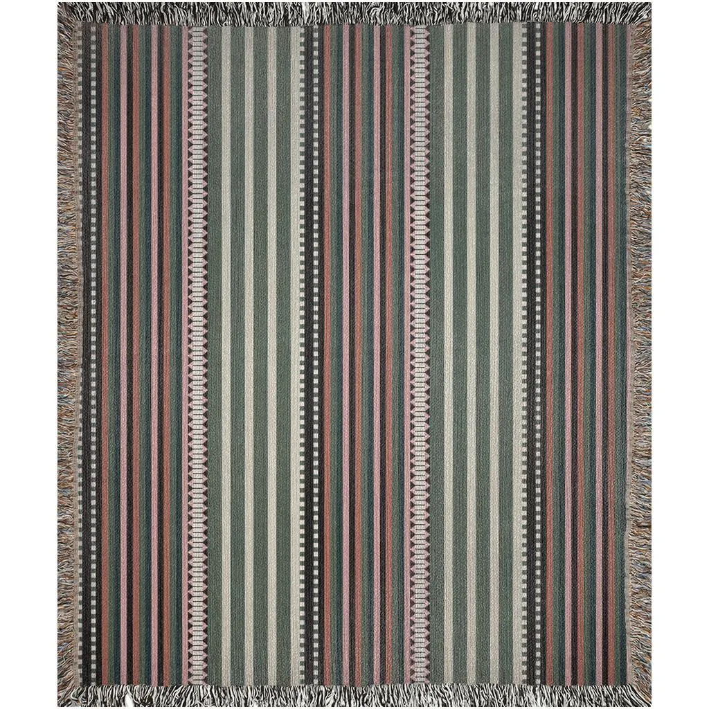 Bohemian Earth Tones Geometric Striped Woven Cotton Throw Blanket