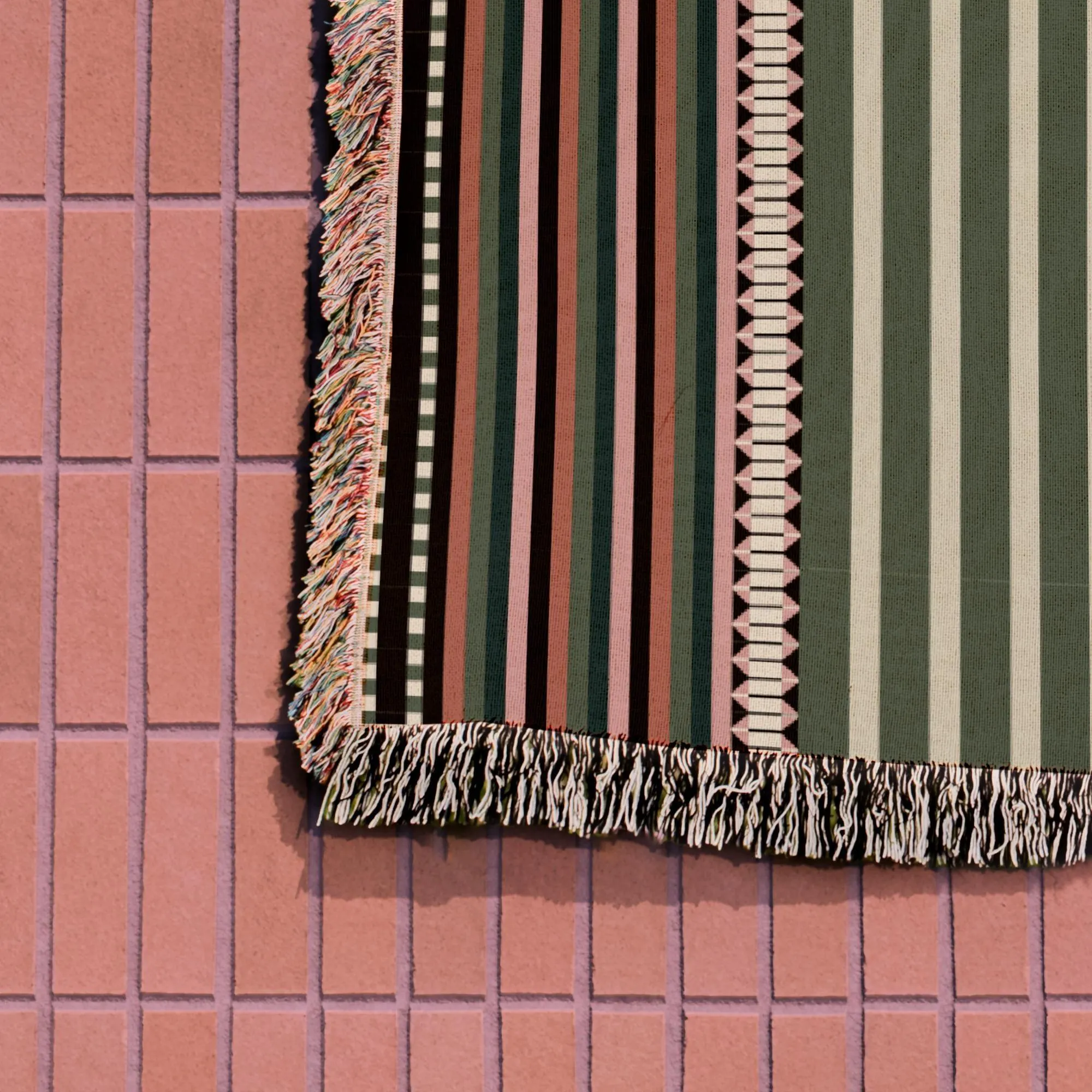 Bohemian Earth Tones Geometric Striped Woven Cotton Throw Blanket