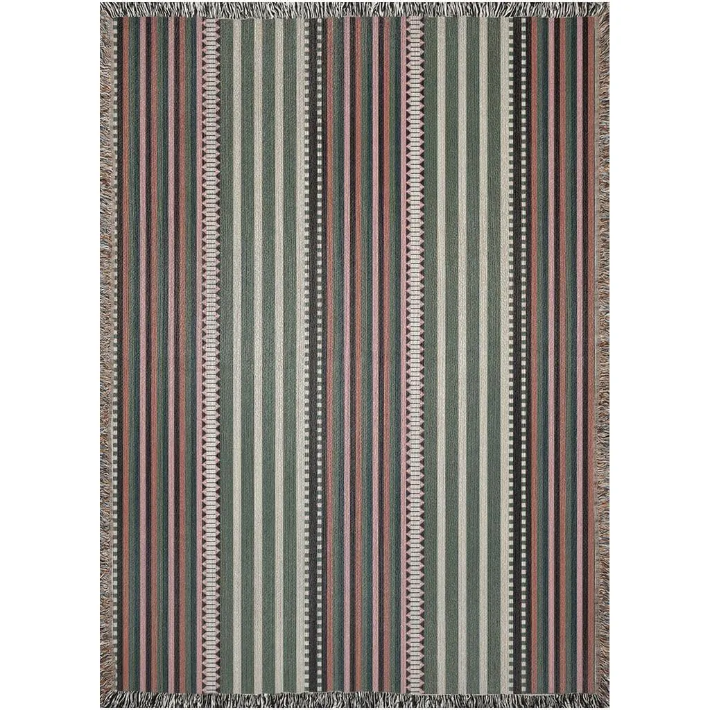 Bohemian Earth Tones Geometric Striped Woven Cotton Throw Blanket