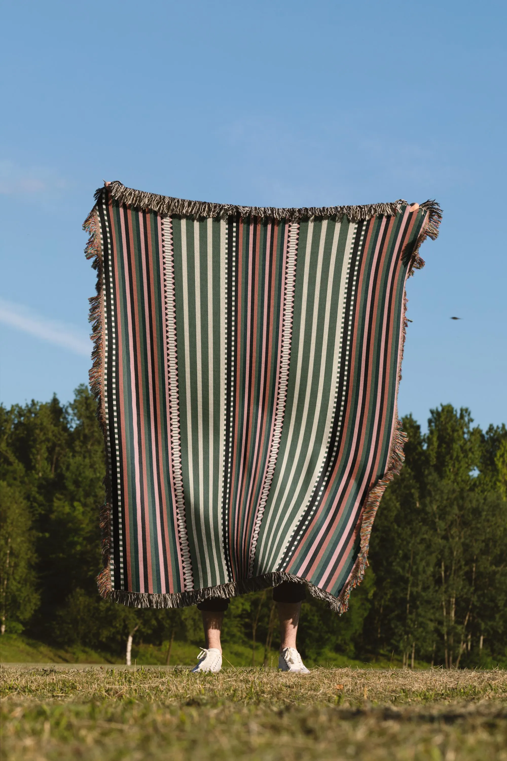 Bohemian Earth Tones Geometric Striped Woven Cotton Throw Blanket