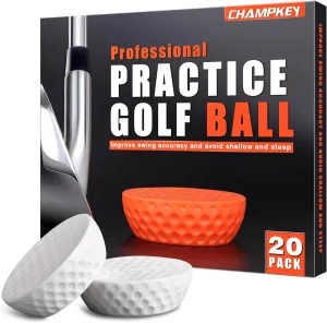CHAMPKEY Precision Practice Golf Balls 20 Pack - Soft Rubber Golf Training Balls - Avoid Swing Shallow and Steep Golf Practice Balls