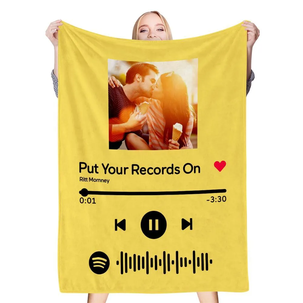 Custom Music Art Gfits Spotify Music Blanket Personalised Photo Blanket Unique Gift for Lover