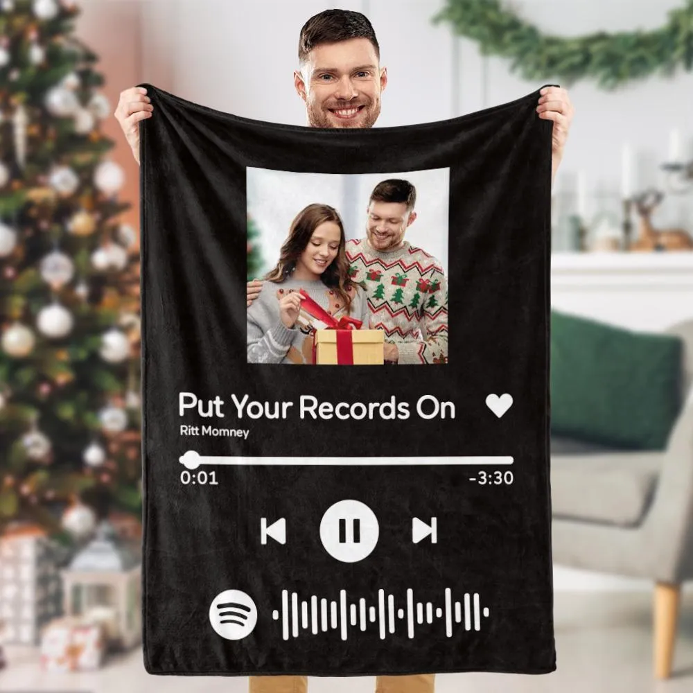 Custom Music Art Gfits Spotify Music Blanket Personalised Photo Blanket Unique Gift for Lover