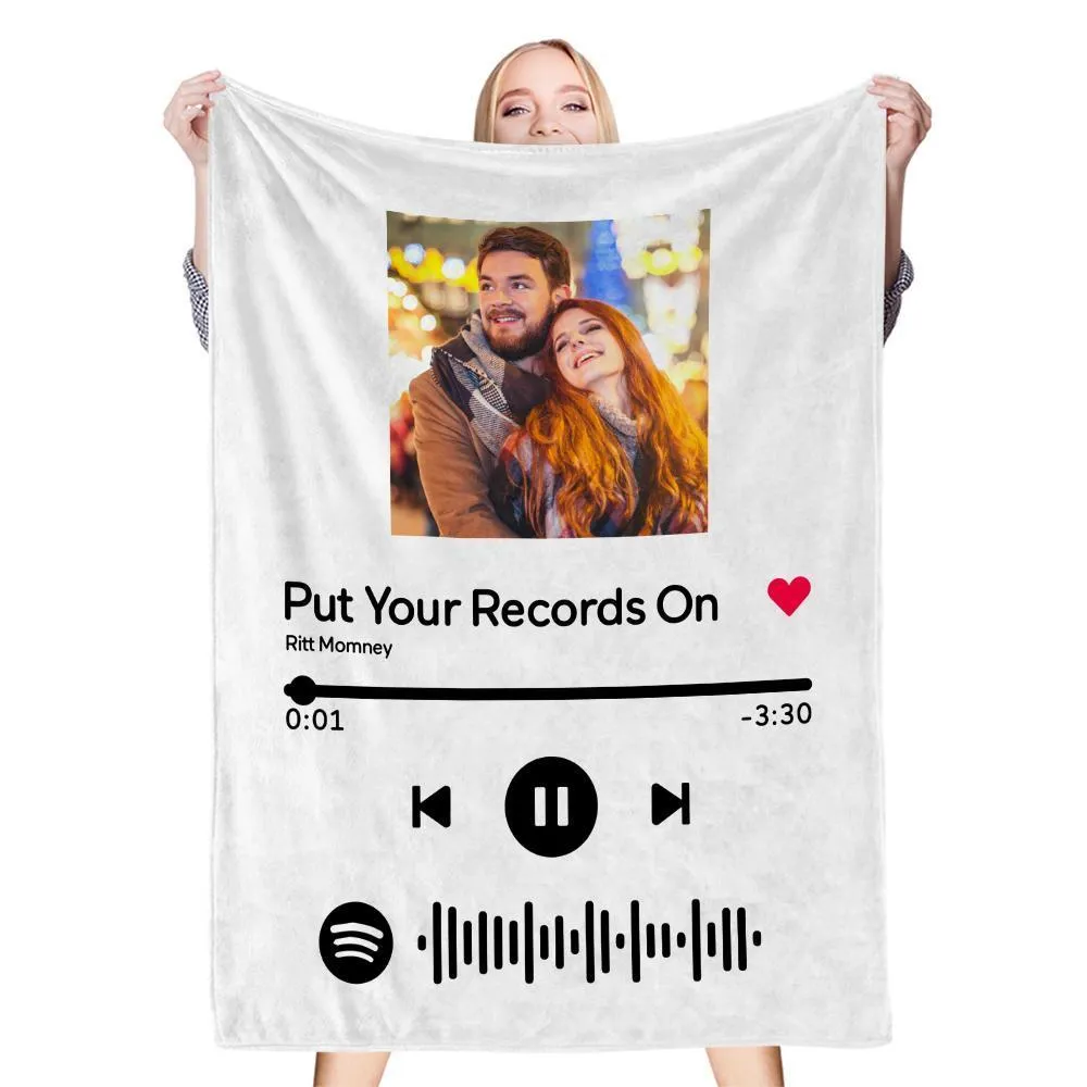 Custom Music Art Gfits Spotify Music Blanket Personalised Photo Blanket Unique Gift for Lover