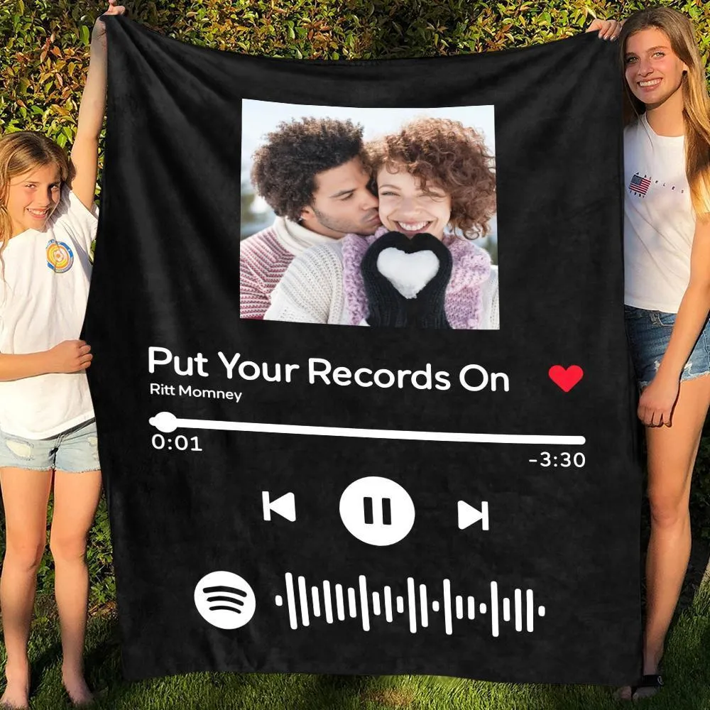 Custom Music Art Gfits Spotify Music Blanket Personalised Photo Blanket Unique Gift for Lover