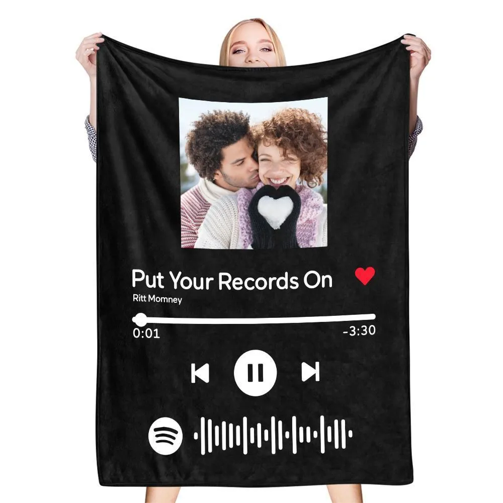 Custom Music Art Gfits Spotify Music Blanket Personalised Photo Blanket Unique Gift for Lover