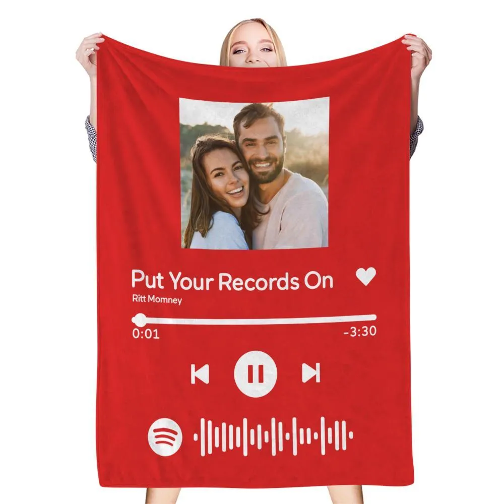 Custom Music Art Gfits Spotify Music Blanket Personalised Photo Blanket Unique Gift for Lover