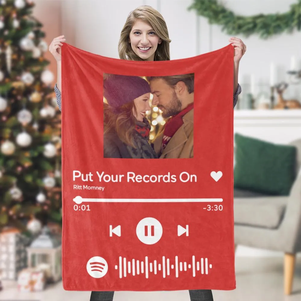 Custom Music Art Gfits Spotify Music Blanket Personalised Photo Blanket Unique Gift for Lover