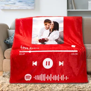 Custom Music Art Gfits Spotify Music Blanket Personalised Photo Blanket Unique Gift for Lover