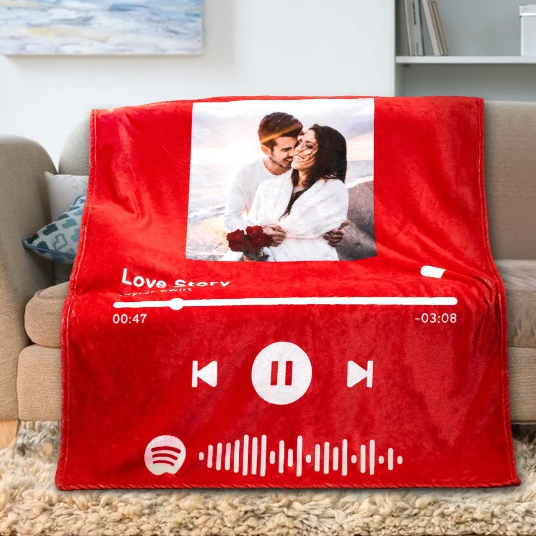 Custom Music Art Gfits Spotify Music Blanket Personalised Photo Blanket Unique Gift for Lover