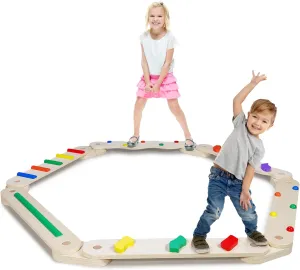 Fun Wooden Balance Beam for Kids - Perfect Toddler Indoor Activity to Improve Balance and Coordination Skills - Montessori Toy for Ages 1-3, 3-5 - Gymnastics Obstacle Course 6 PCS Beam Set
