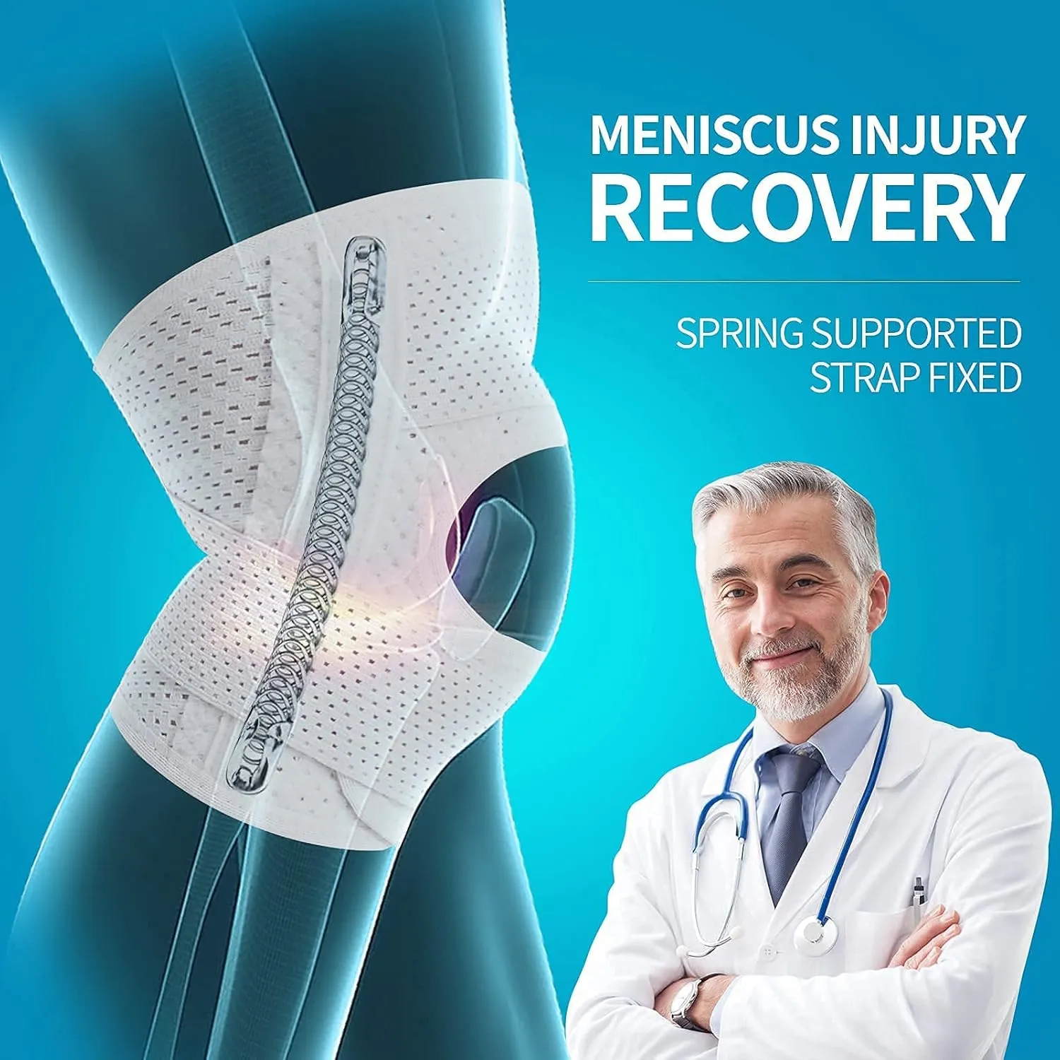 Galvaran Knee Brace with Side Stabilizers Relieve Meniscus Tear Knee Pain ACL MCL Arthritis,Joint Pain Relief, Breathable Adjustable Knee Support Suitable for Men and Women with Sports Injuries