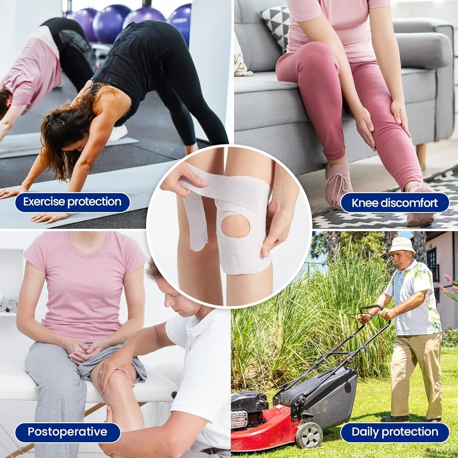Galvaran Knee Brace with Side Stabilizers Relieve Meniscus Tear Knee Pain ACL MCL Arthritis,Joint Pain Relief, Breathable Adjustable Knee Support Suitable for Men and Women with Sports Injuries