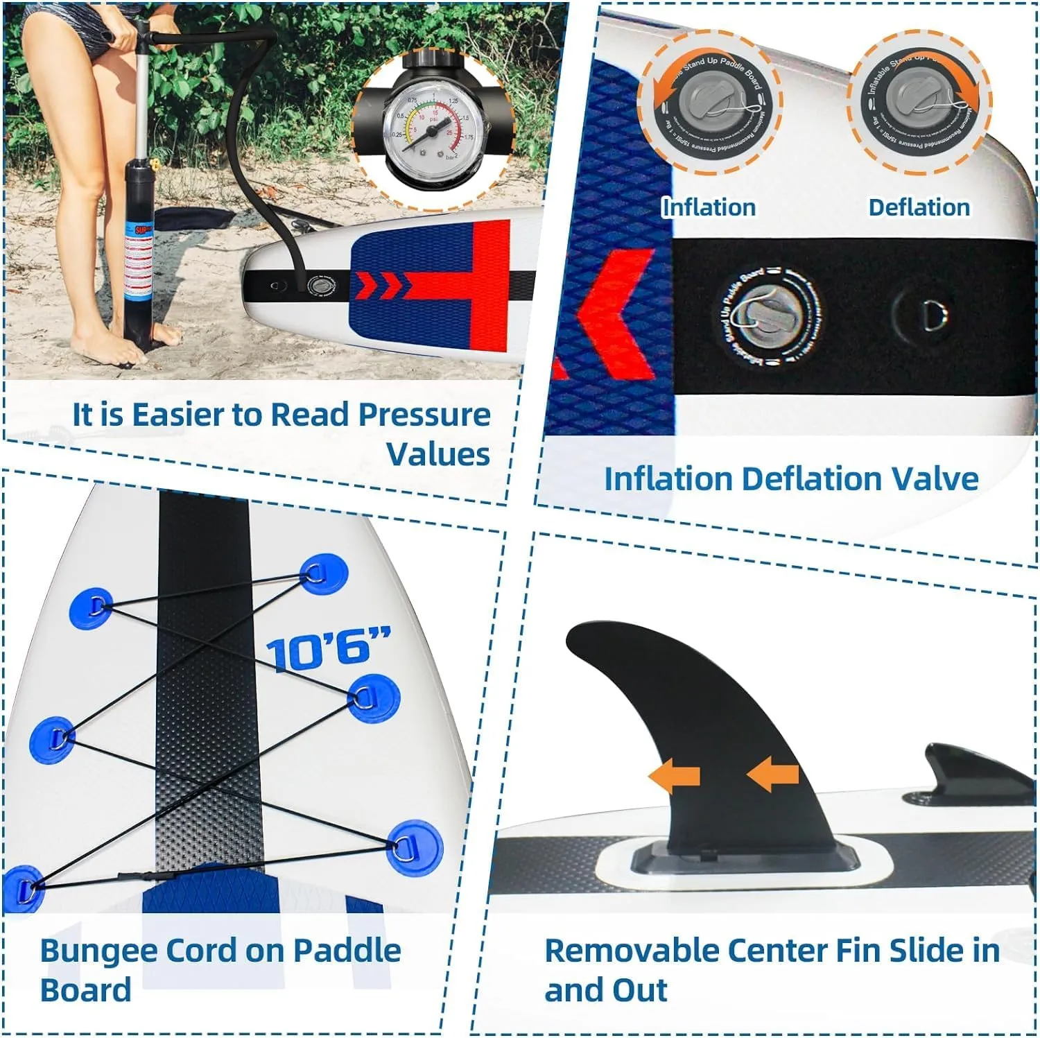 High Density Paddle Board, 106 x 33 x 6 Inflatable Stand Up Paddle Board with Pump, Carry Bags & Accessories, Premium Anti-Slip Deck Yoga Board Blow Up Paddleboard for Adults Youth