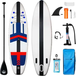 High Density Paddle Board, 106 x 33 x 6 Inflatable Stand Up Paddle Board with Pump, Carry Bags & Accessories, Premium Anti-Slip Deck Yoga Board Blow Up Paddleboard for Adults Youth