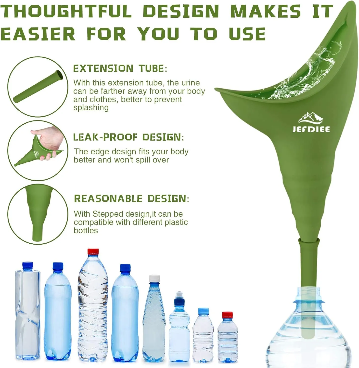 JefDiee Female Urination Device - Silicone Pee Funnel Allows Women to Pee Standing Up
