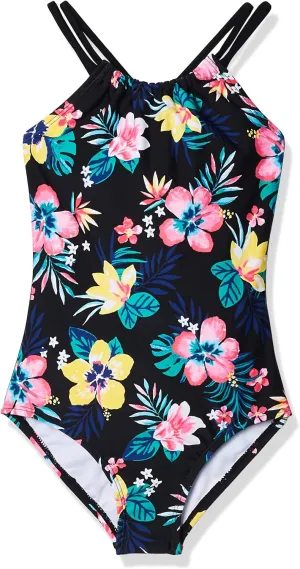 Kanu Surf Girls' Jasmine Beach Sport Halter One Piece Swimsuit