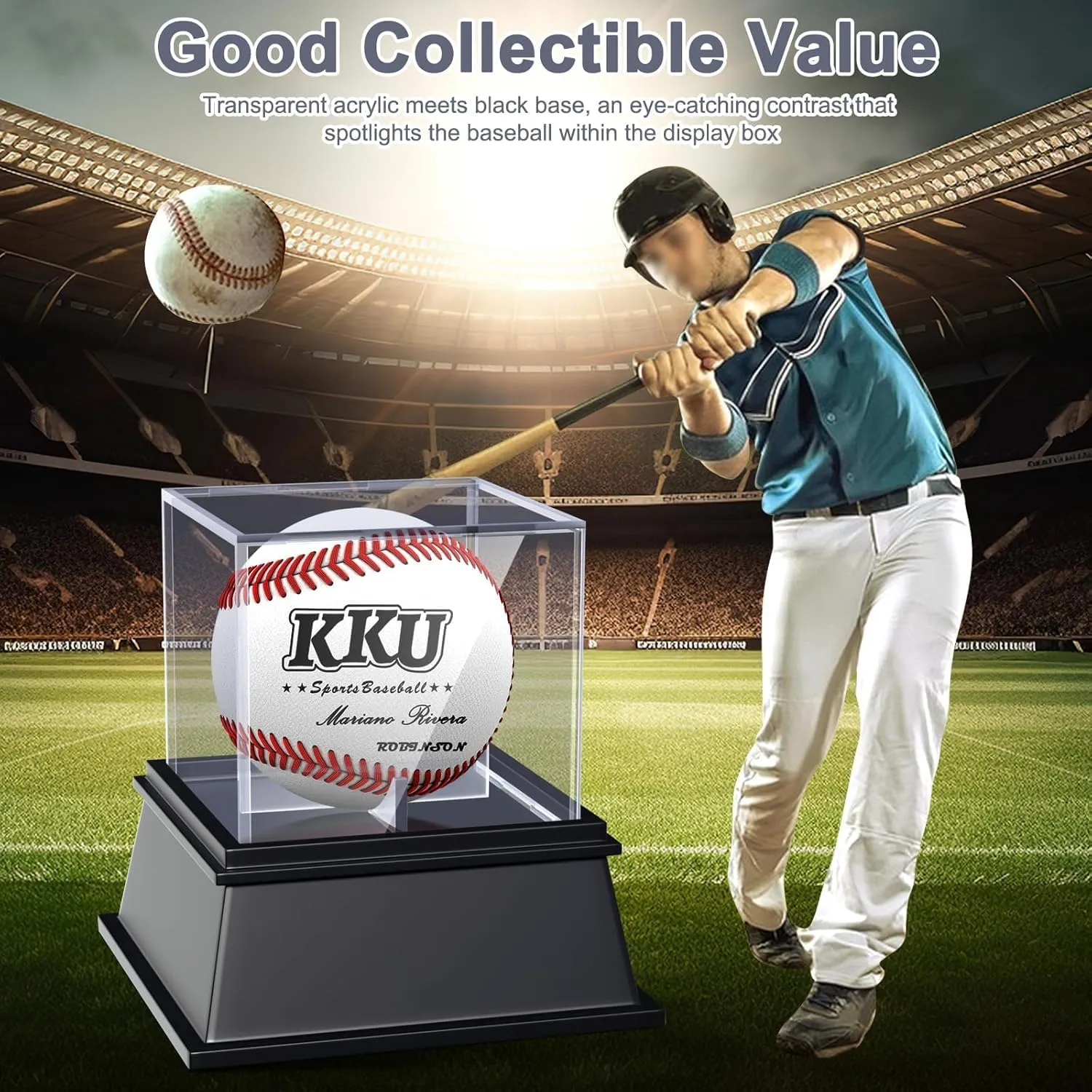 KKU Baseball Display Case 2 Pack, Baseball Holder for Ball Display Cube Box, UV Protected Acrylic Baseball Storage Official Size Box, Memorabilia Display Case for Baseball