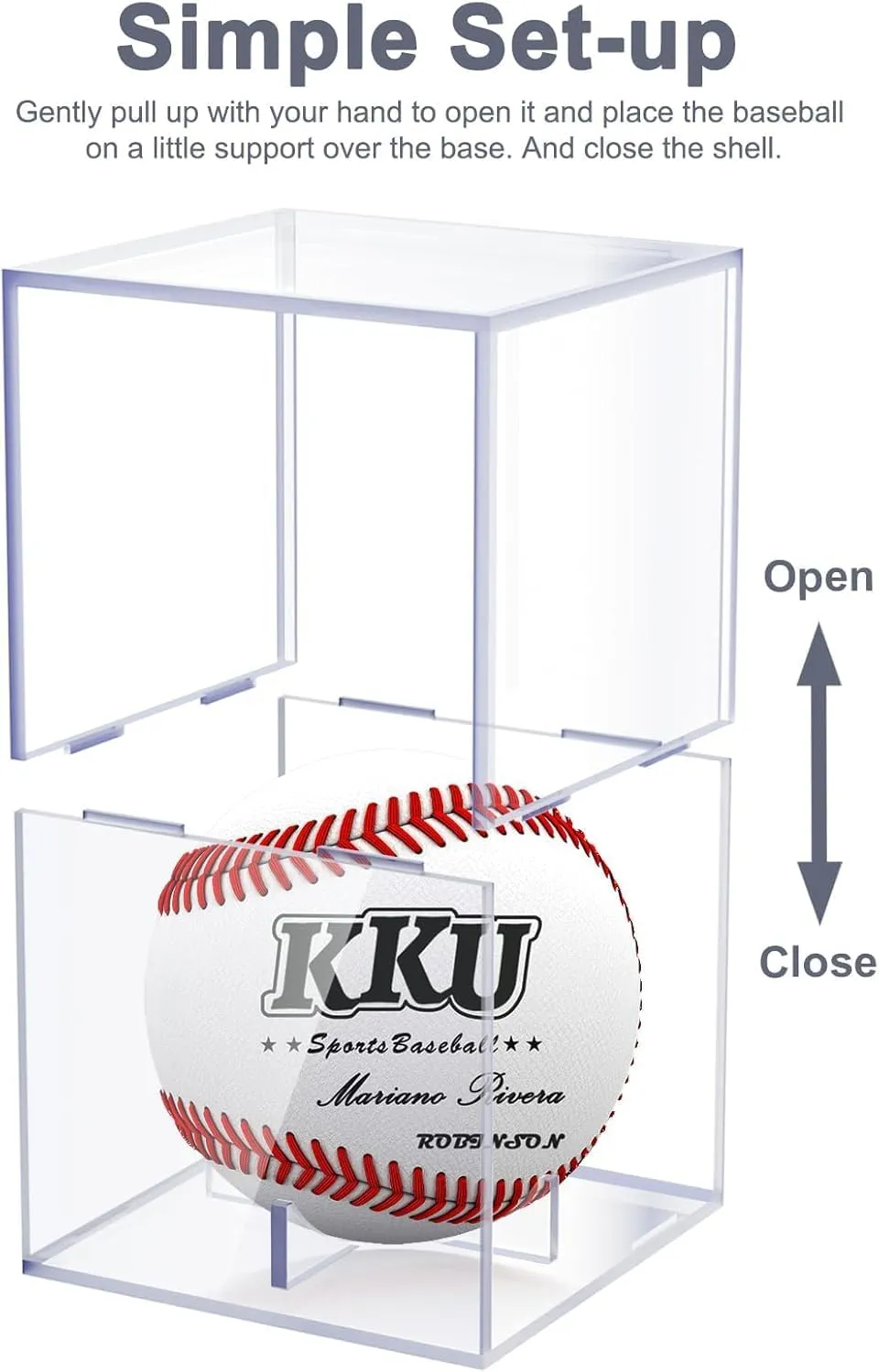 KKU Baseball Display Case 2 Pack, Baseball Holder for Ball Display Cube Box, UV Protected Acrylic Baseball Storage Official Size Box, Memorabilia Display Case for Baseball