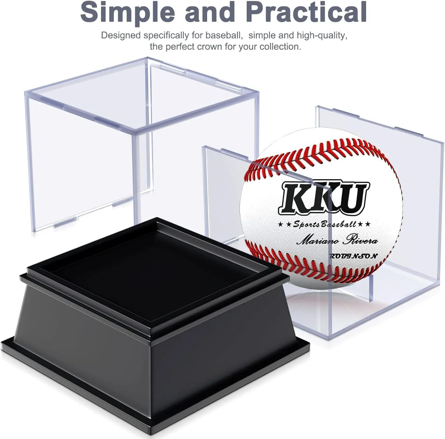 KKU Baseball Display Case 2 Pack, Baseball Holder for Ball Display Cube Box, UV Protected Acrylic Baseball Storage Official Size Box, Memorabilia Display Case for Baseball