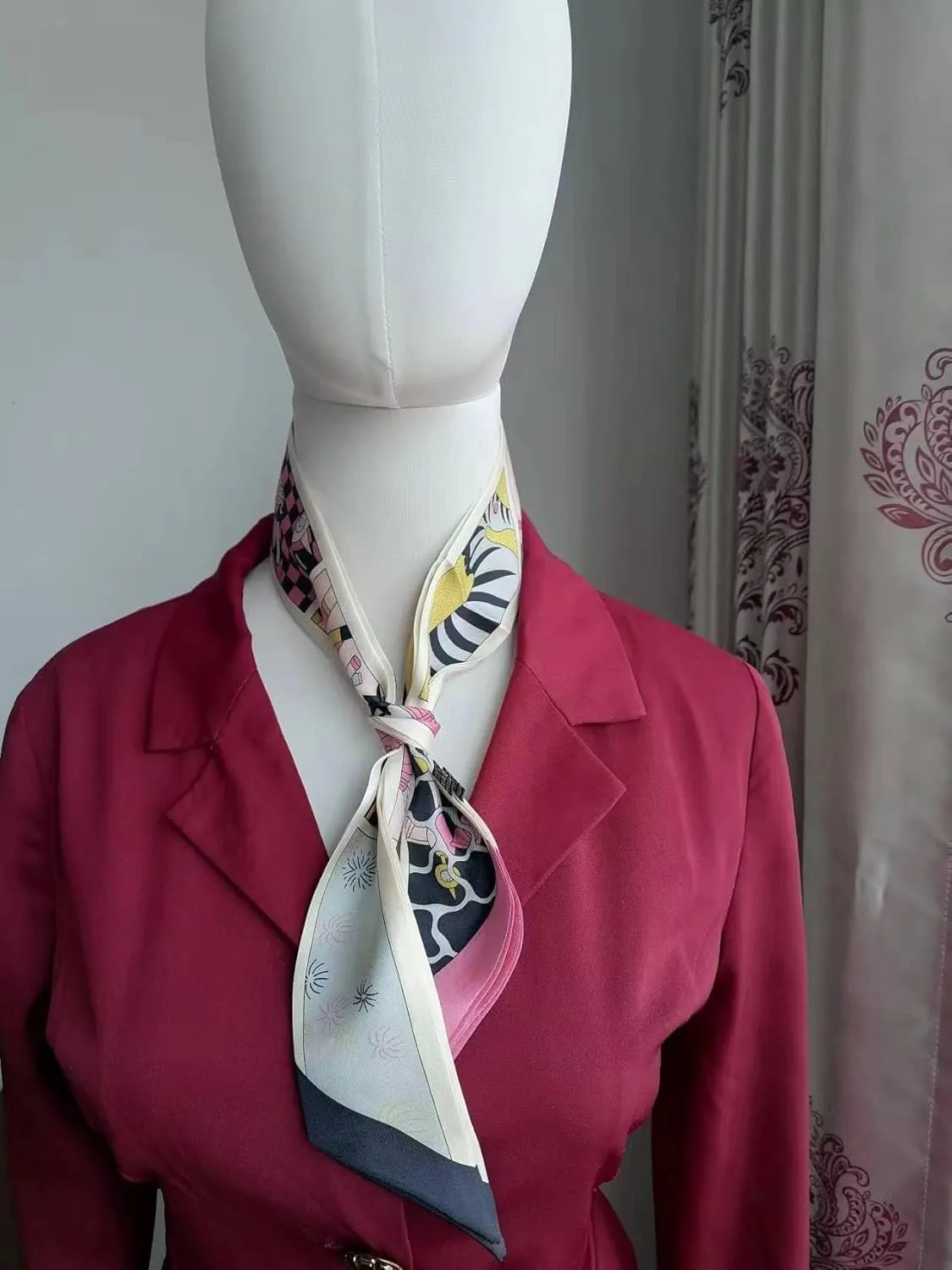 Mulberry Silk Scarf for Handbags,Bags, and Purse2 Pcs 2"x35" Hair Ribbon Skinny Neck Fashion Scarves for Women