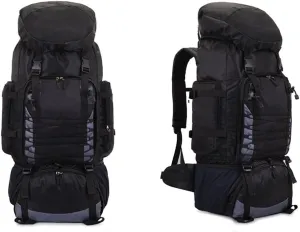 PJTL Travel Bag Camping Backpack Hiking Climbing Bags Trekking Mountaineering Large Capacity Sport Bag 1124 (Color : 90L Black)