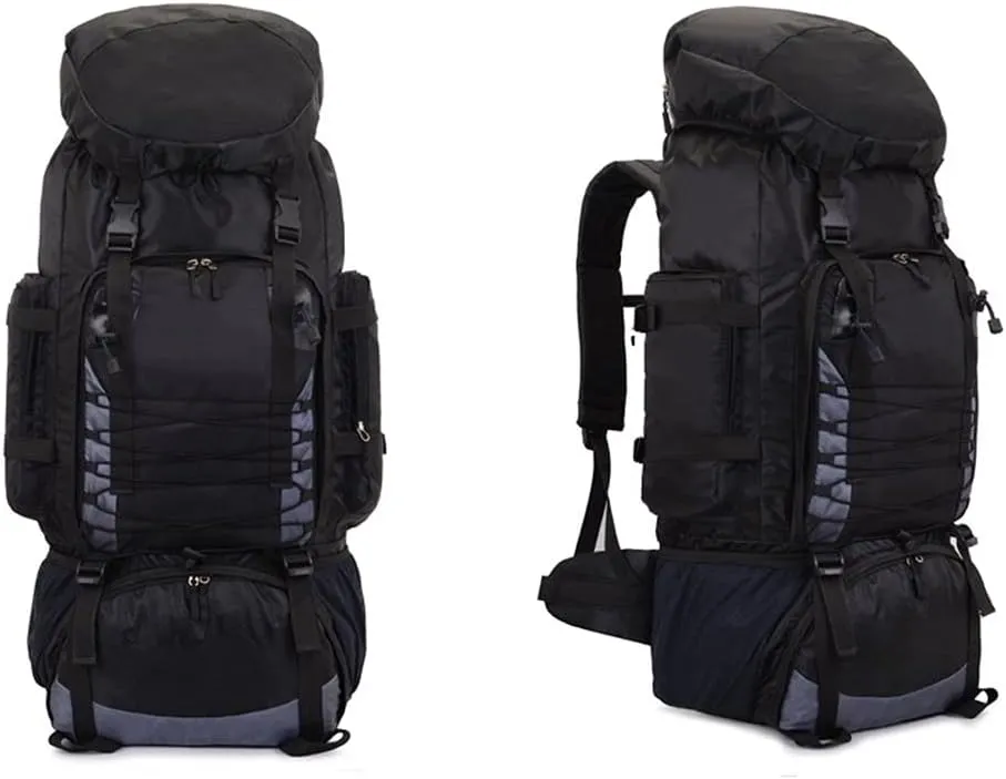 PJTL Travel Bag Camping Backpack Hiking Climbing Bags Trekking Mountaineering Large Capacity Sport Bag 1124 (Color : 90L Black)