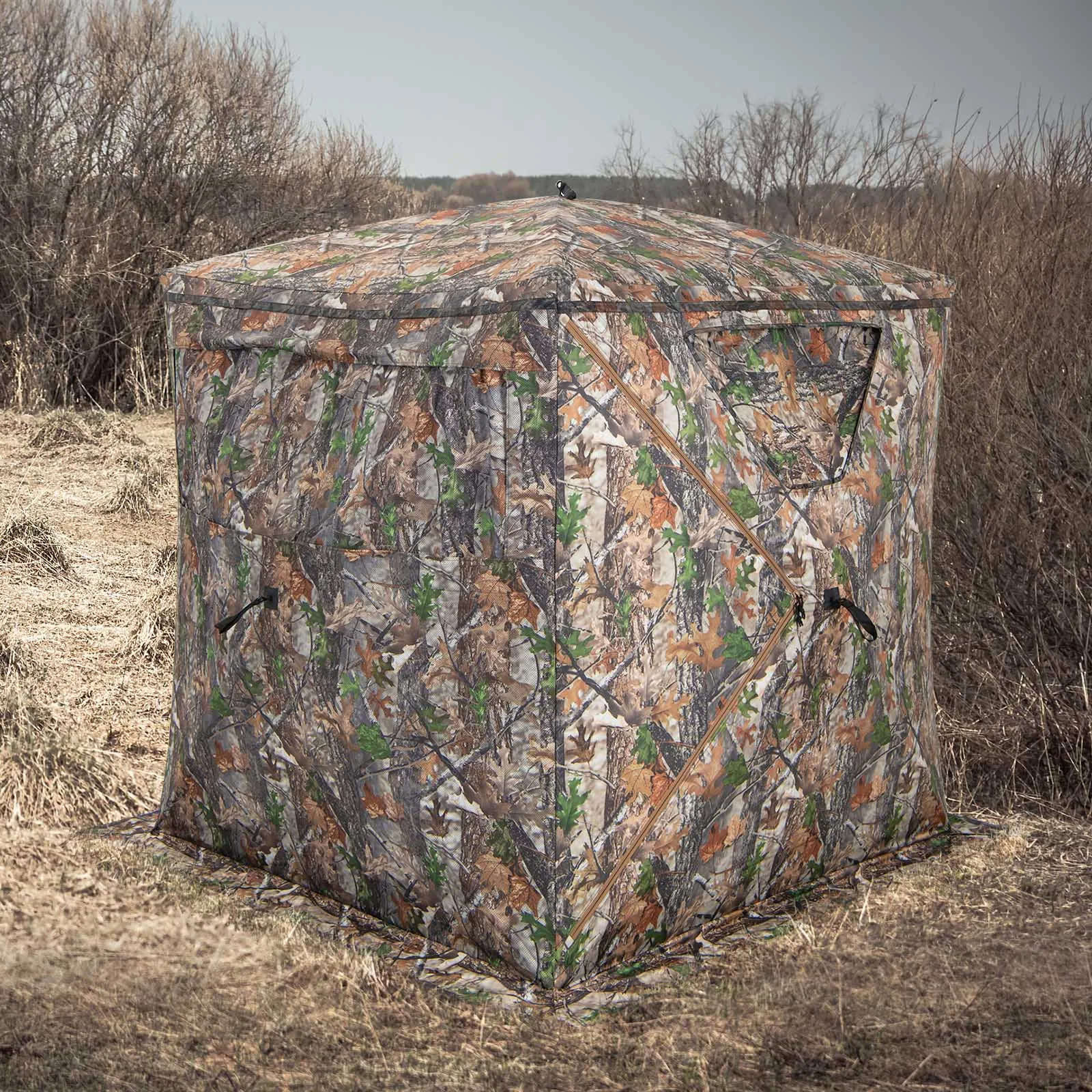 Portable 270 Degree See Through Hunting Blind with Silent Sliding Window