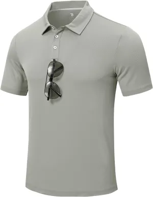 Rdruko Men's Golf Polo Shirt Short Sleeve Moisture Wicking Shirts Collared Outdoor UPF 50  Pique Jersey Shirts