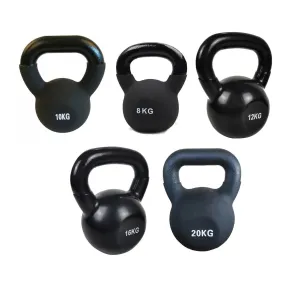 Set of 5 Cast Iron Kettlebells - 8kg, 10kg, 12kg, 16kg, 20kg
