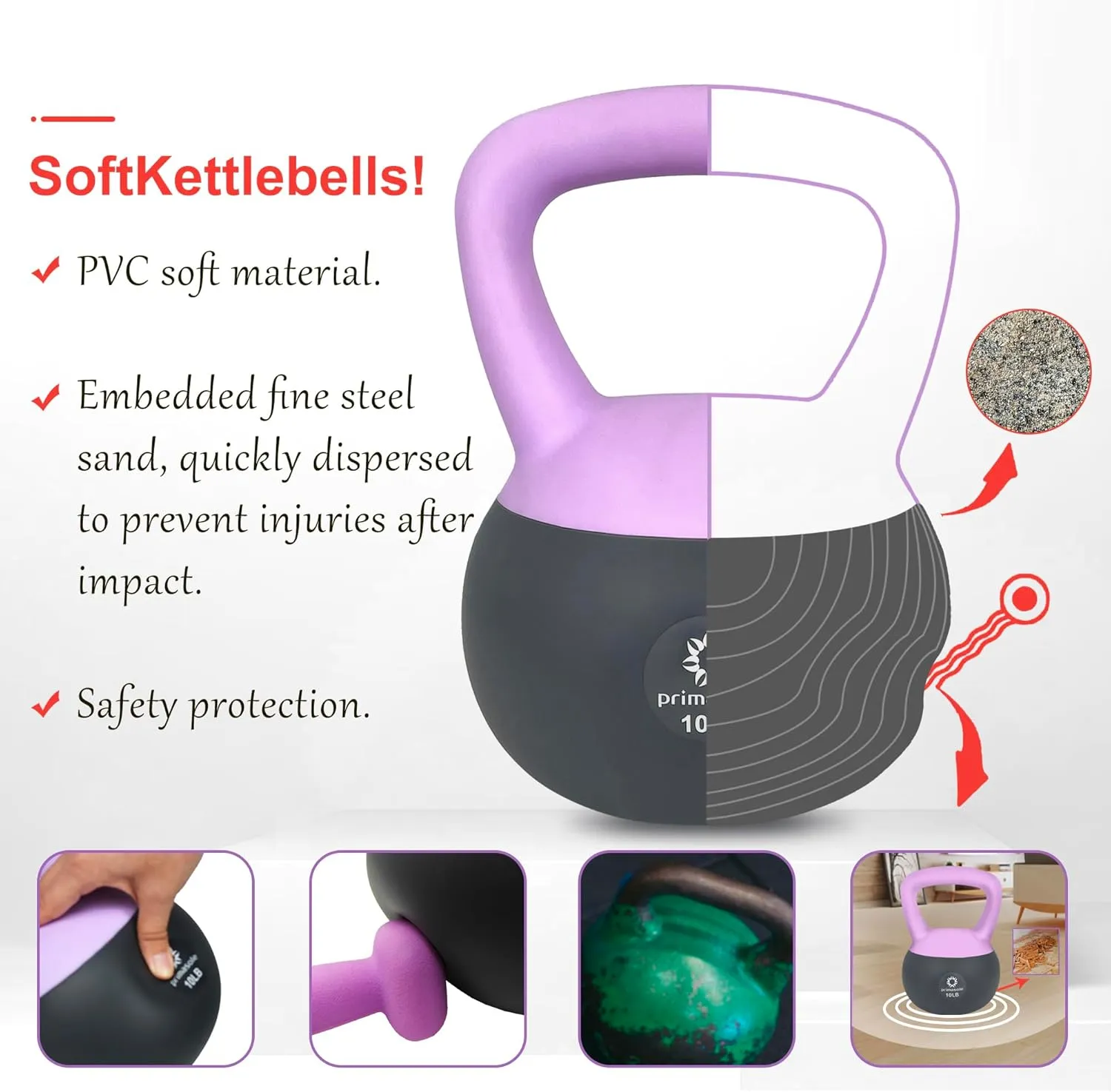 Soft Kettlebell - Anti-Slip Grip, Neoprene Material, Light Gray or Light Blue, Home Workout Kettlebell Weights for Strength Training