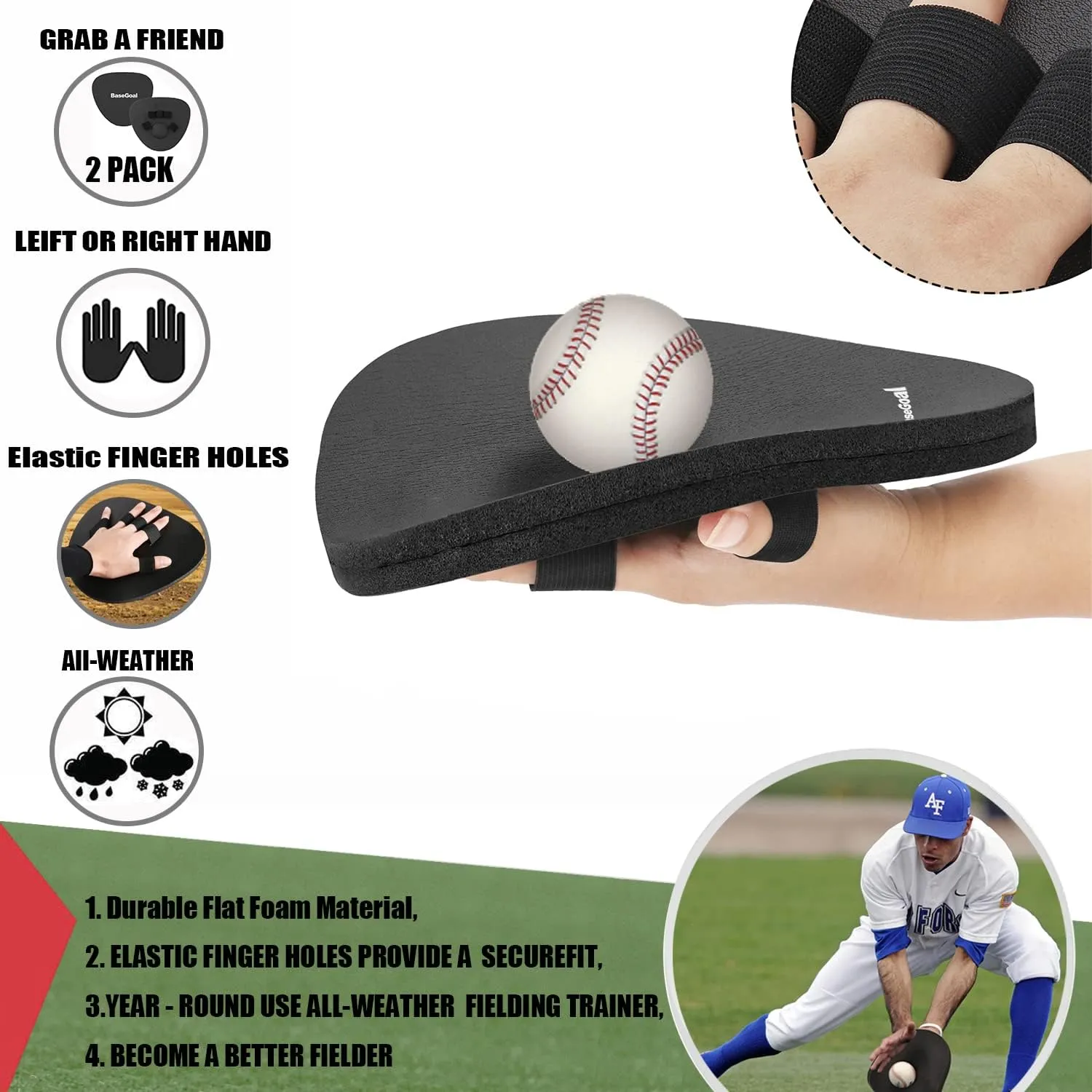 Softhands Foam Fielding Trainer Quik Hands Batting Baseball Infield Practice Two-Hands