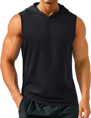 TACVASEN Men's Workout Hooded Tank Tops Sleeveless Gym Muscle Hoodies Sleeveless Lightweight Summer T Shirts