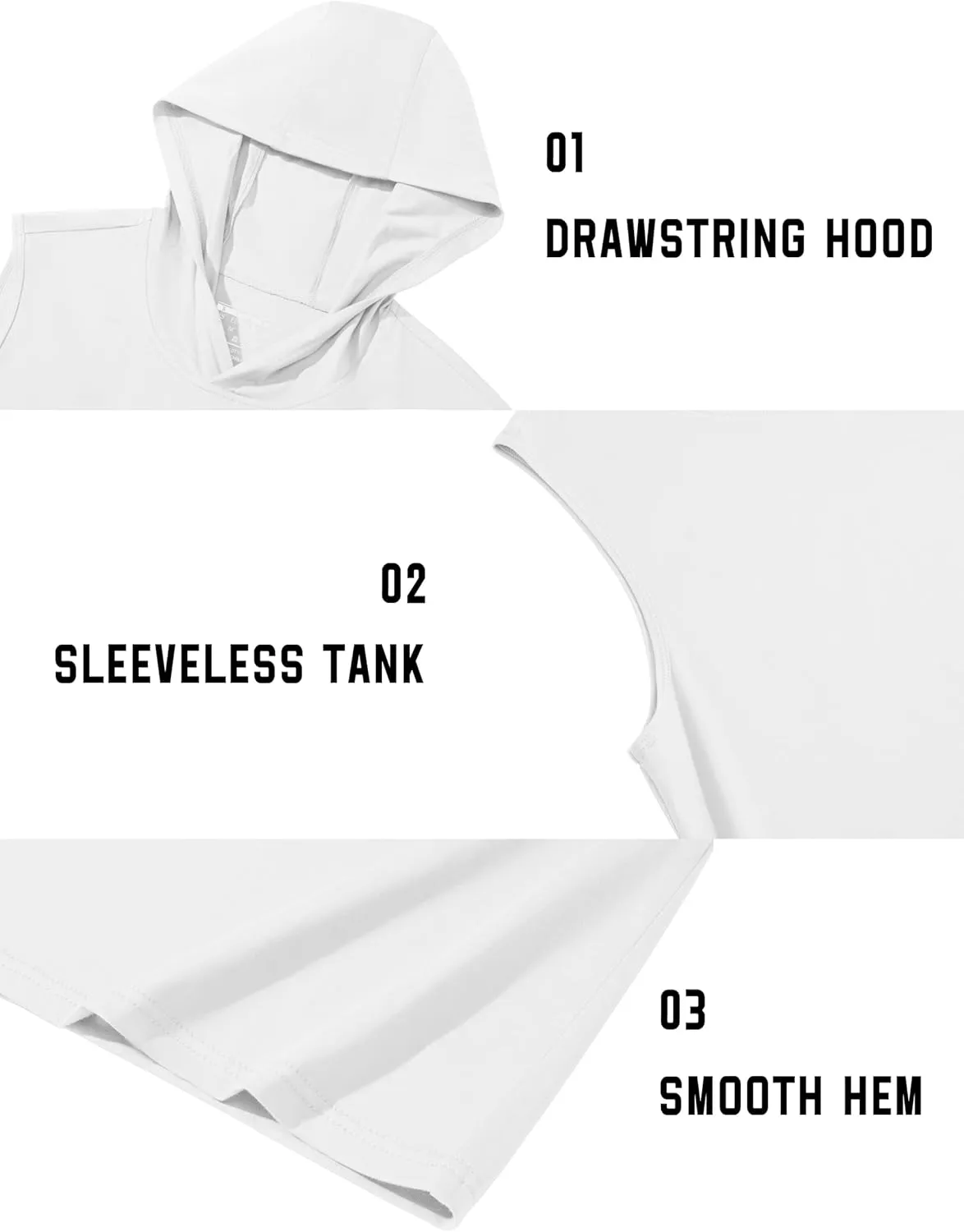 TACVASEN Men's Workout Hooded Tank Tops Sleeveless Gym Muscle Hoodies Sleeveless Lightweight Summer T Shirts