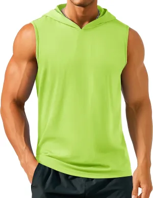TACVASEN Men's Workout Hooded Tank Tops Sleeveless Gym Muscle Hoodies Sleeveless Lightweight Summer T Shirts