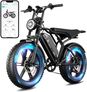 TST Electric Bike for Adults, 1500W Peak Motor 28 MPH 60 Miles Fat Tire Ebike, 48V 15Ah Removable Battery 20" x 4.0 Electric Dirt Bike with Hydraulic Suspension and 7-Speed